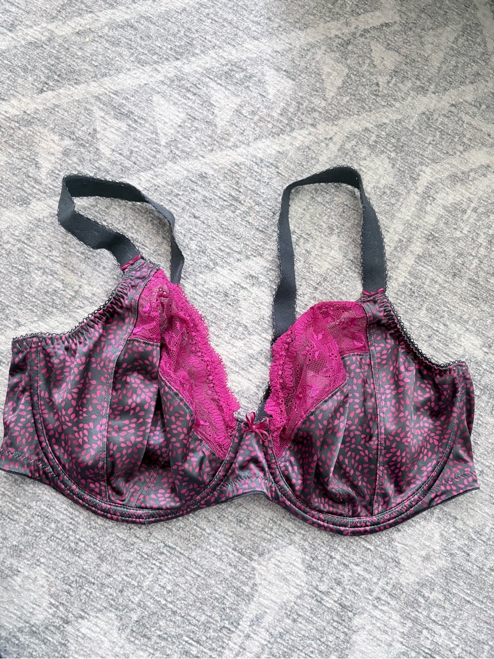 Elomi Plum and Black Lace Underwire Bra